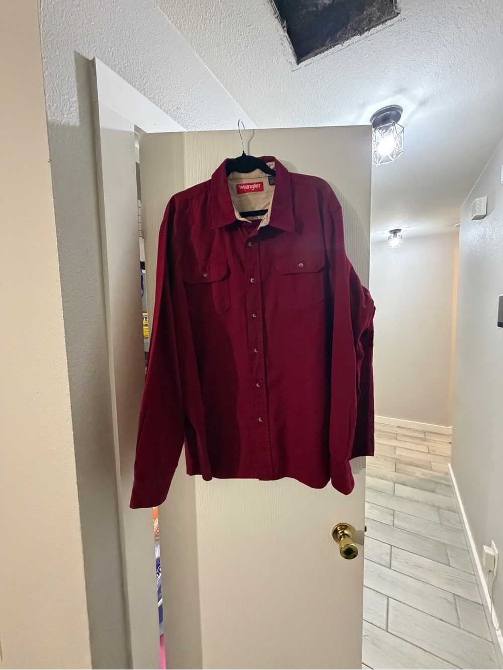 Wrangler Men's Deep Red Button-Up Shirt Jacket